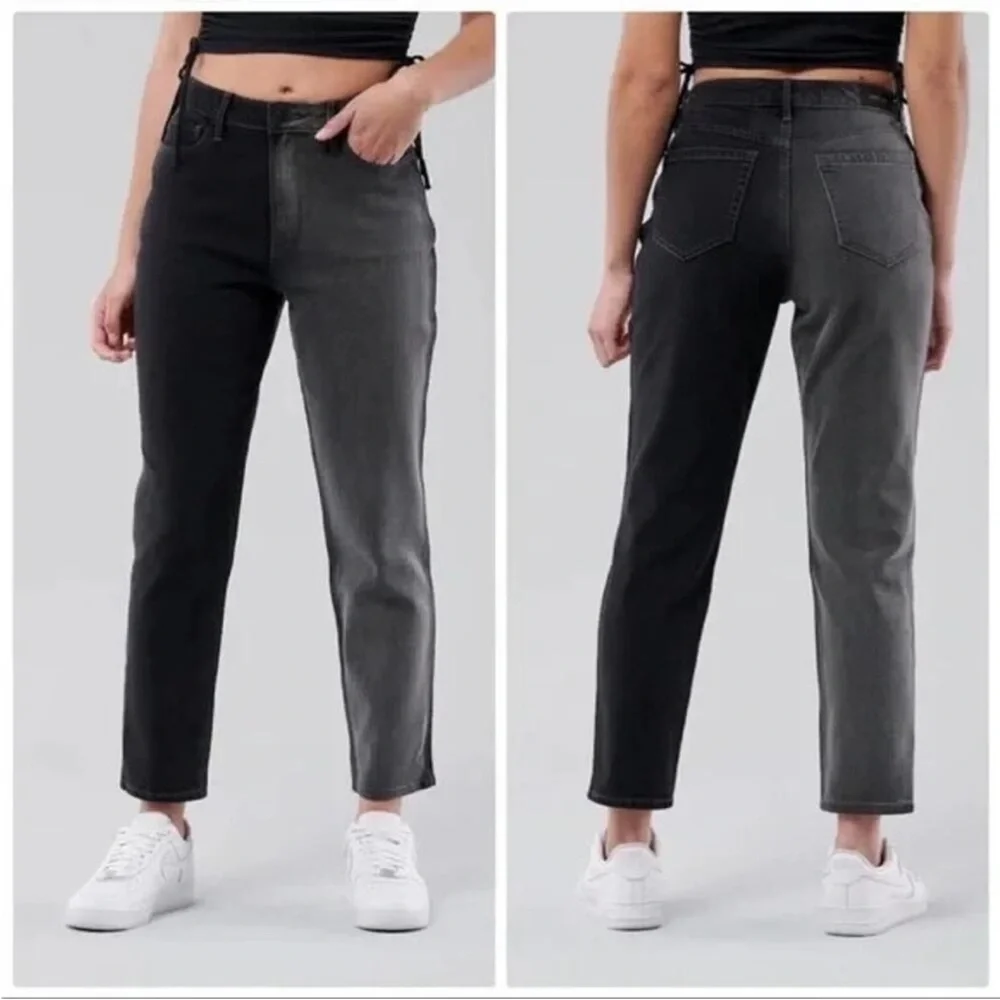 Hollister Curvy High Rise Mom Jeans Black / Gray Vintage Stretch Size 25